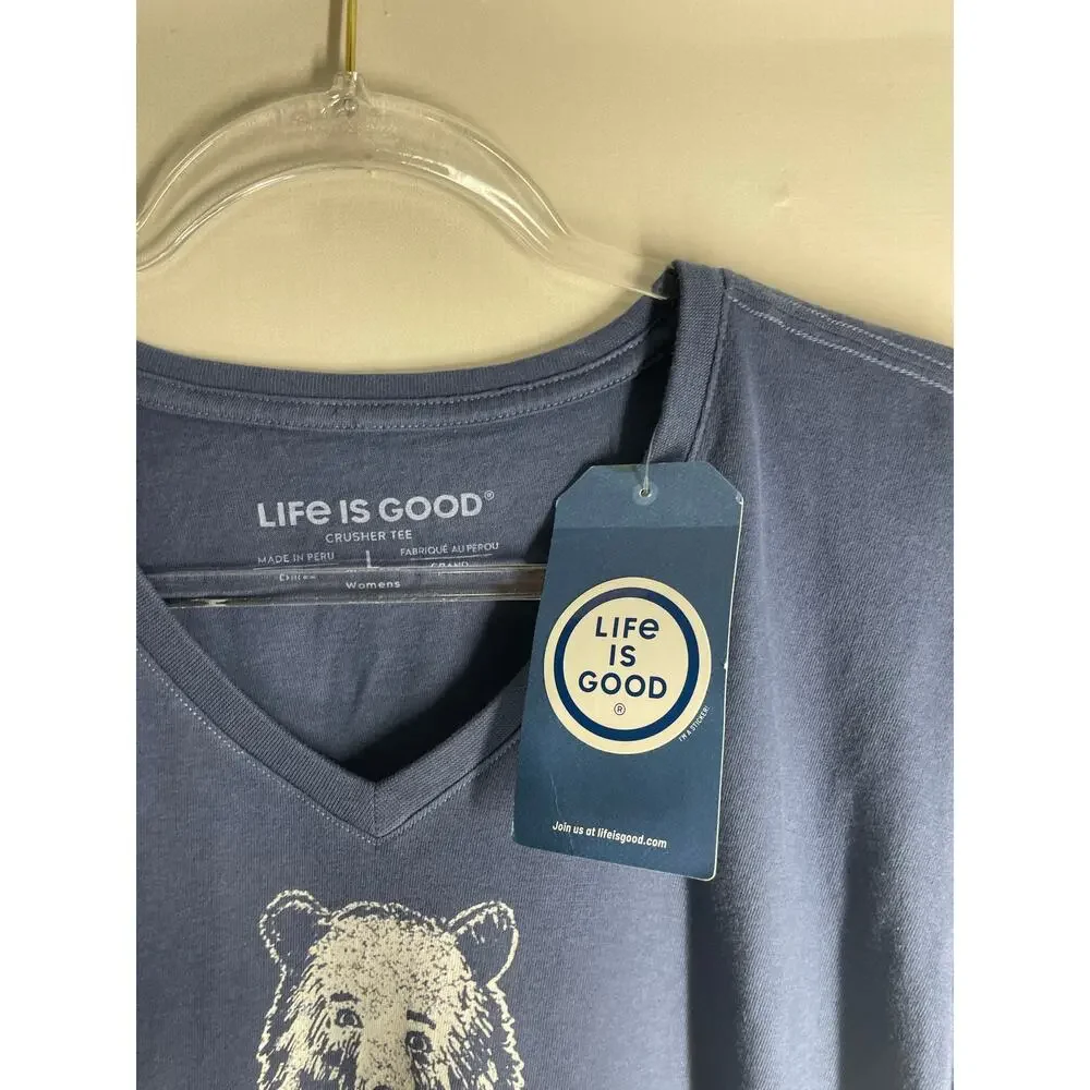 Life is Good Mama Bear Navy Blue Crusher Tee Short Sleeve Women's Large NEW - Picture 4 of 6